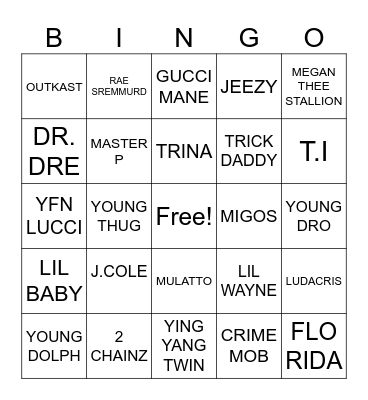 TRAP BINGO Card