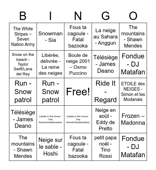 Avalanche de Bingoooo Bingo Card
