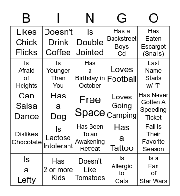 Find Someone Who... Bingo Card