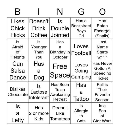 Find Someone Who... Bingo Card