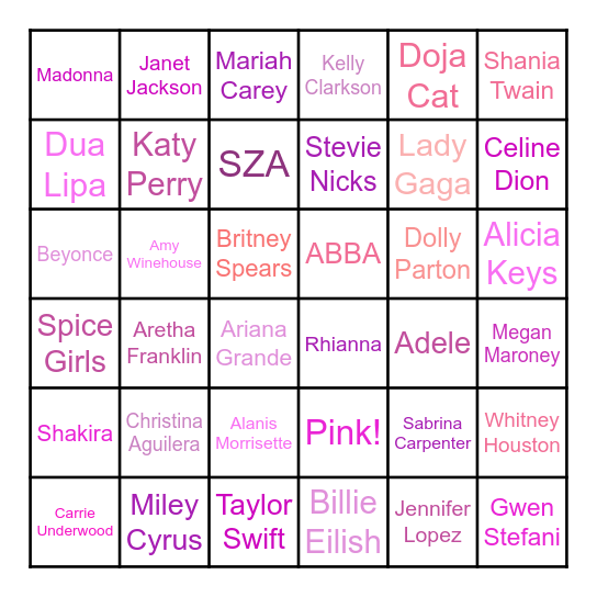 Musical Bingo! Bingo Card