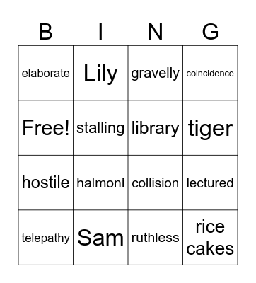 When You Trap A Tiger Bingo Card