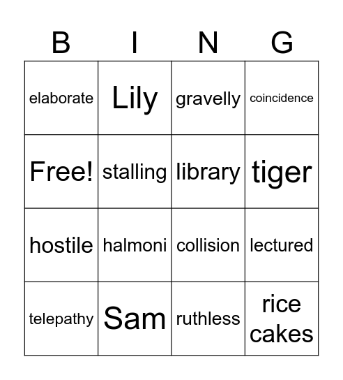 When You Trap A Tiger Bingo Card