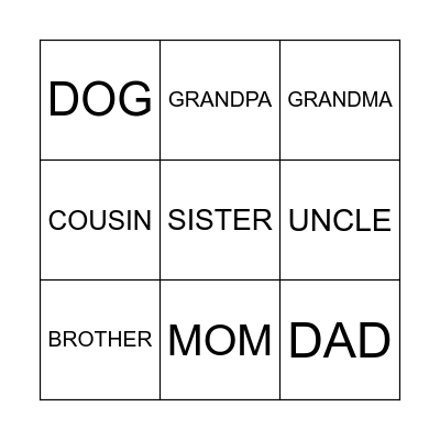 FAMILY Bingo Card