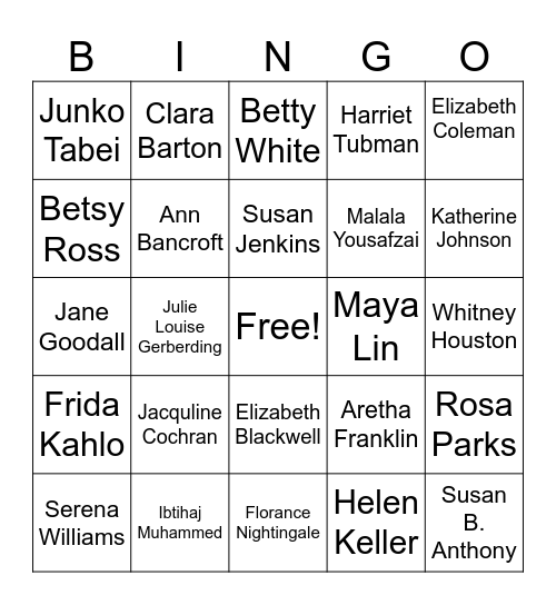Women's History BINGO Card