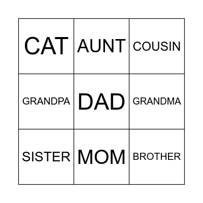 FAMILY Bingo Card