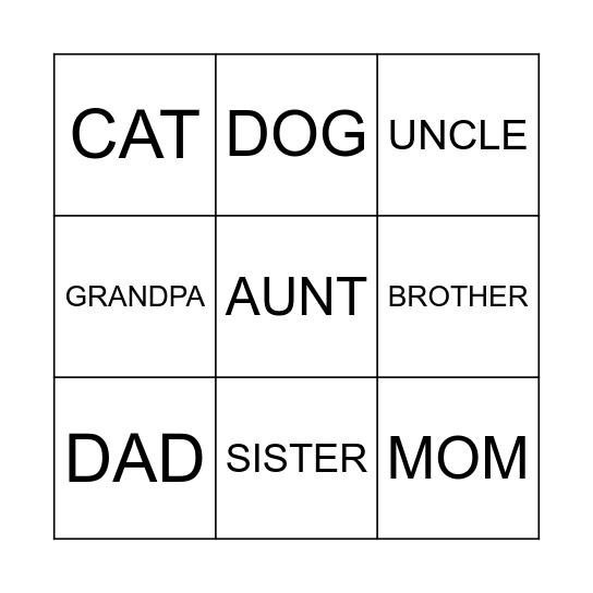 FAMILY BINGO Card
