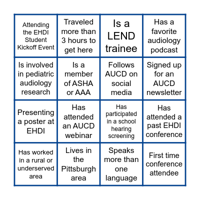 EHDI 2025 BINGO Card
