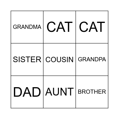 FAMILY BINGO Card