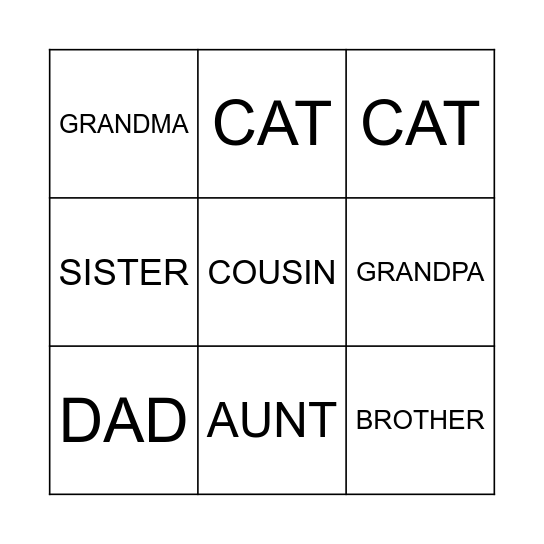 FAMILY BINGO Card
