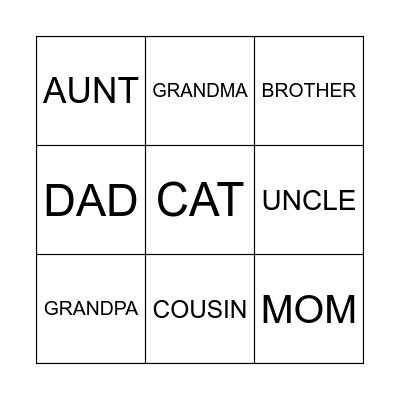 FAMILY BINGO Card