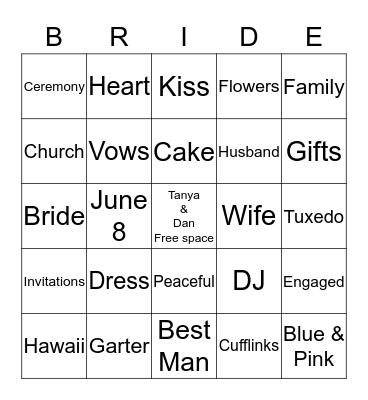 Wedding Shower Fun! Bingo Card