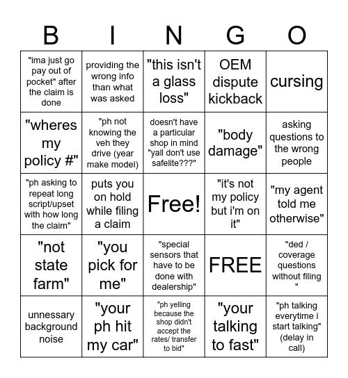Bad ph bingo card Bingo Card