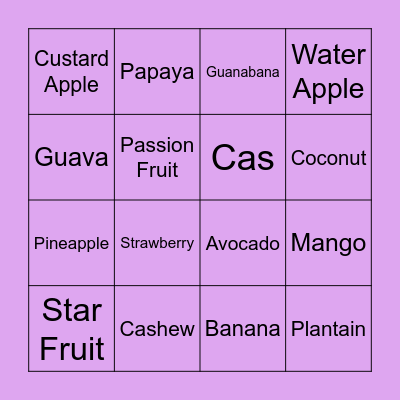 FRUIT OF COSTA RICA Bingo Card