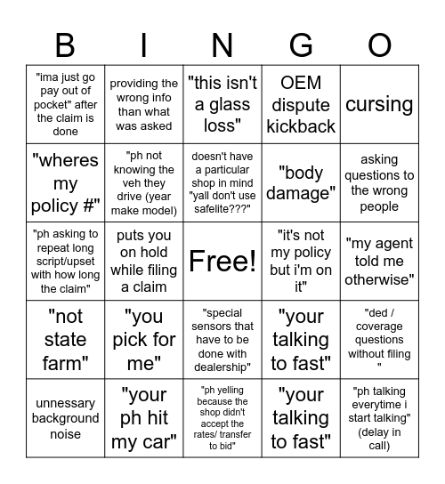 Bad ph bingo card Bingo Card
