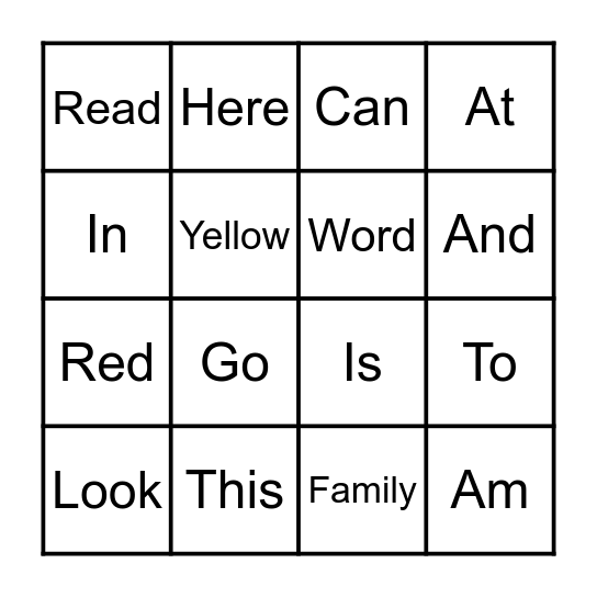 SIGHT WORDS Bingo Card