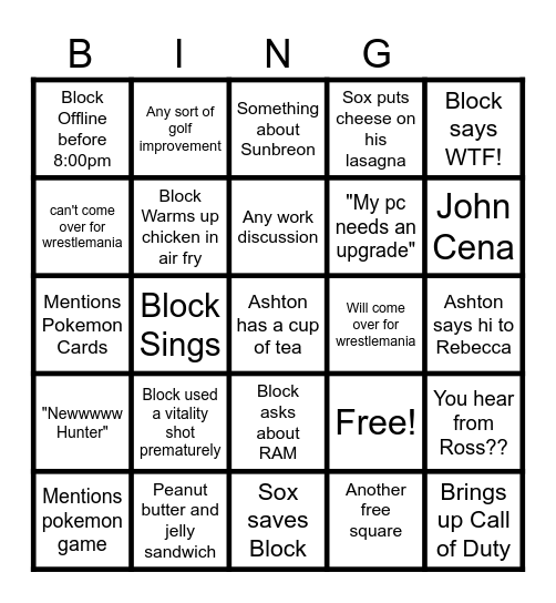 Gaming with Block Bingo Card