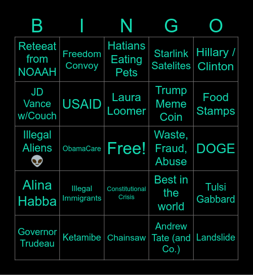 MAGA Bingo (updated - 002) Bingo Card