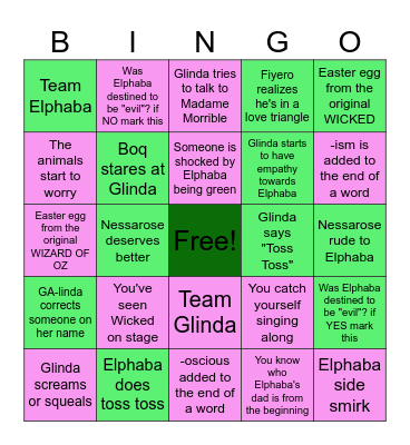 SCREEN ON THE GREEN Bingo Card