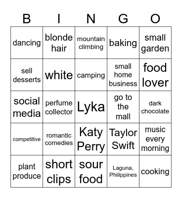 Lyka BINGO Card