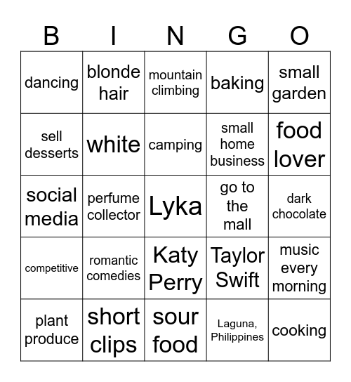 Lyka BINGO Card
