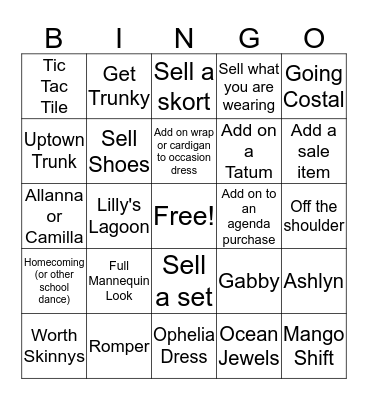 TTC Lilly Bingo Card