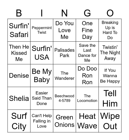 1962 Bingo Card