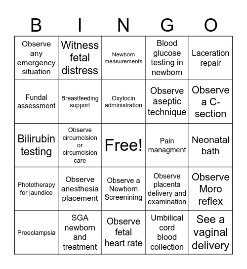 OB Bingo Card