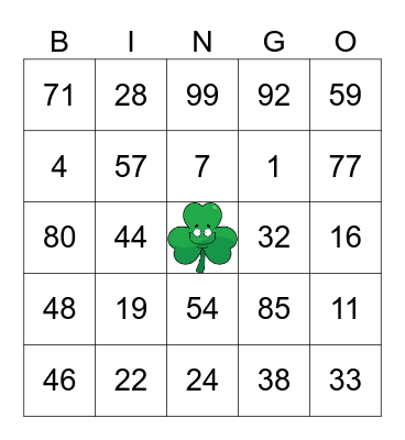 Happy St. Patrick's Day Bingo Card