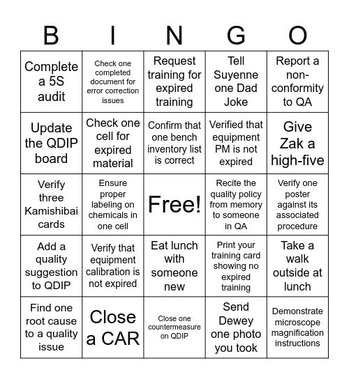 Dekra audit prep Bingo Card
