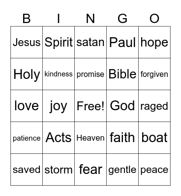 A Tempest or a Promise Bingo Card