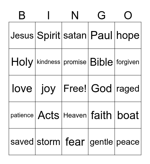 A Tempest or a Promise Bingo Card