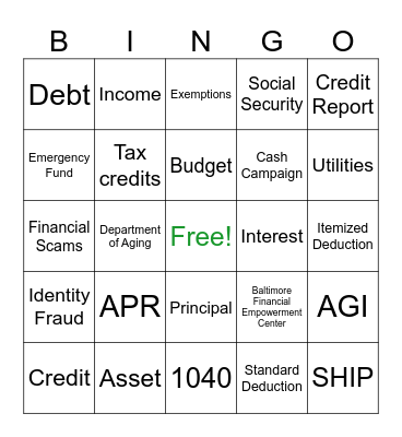 Finances Can Be Fun! Bingo Card