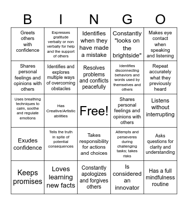 I Know Someone Who.... Bingo Card