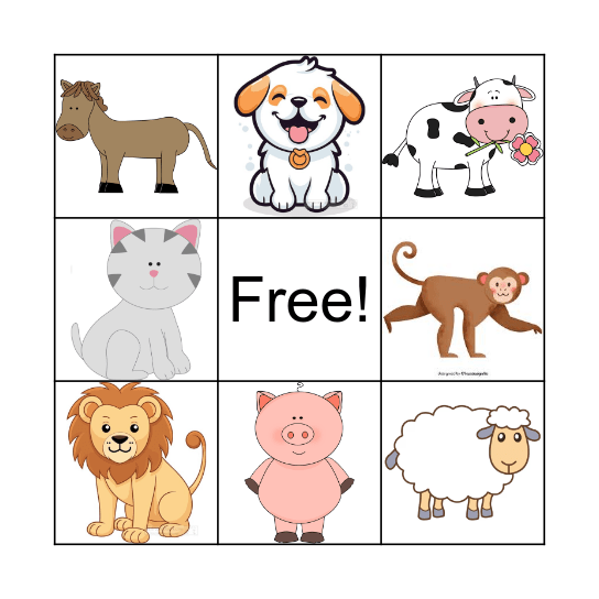 Animal Bingo Card