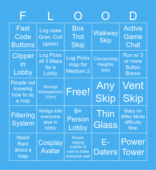 Log Flood Escape Bingo Card