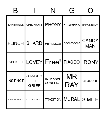 BiBS VOCAB 6B Bingo Card