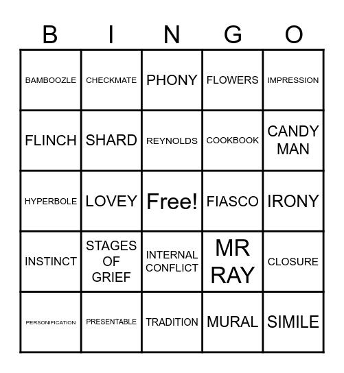 BiBS VOCAB 6B Bingo Card