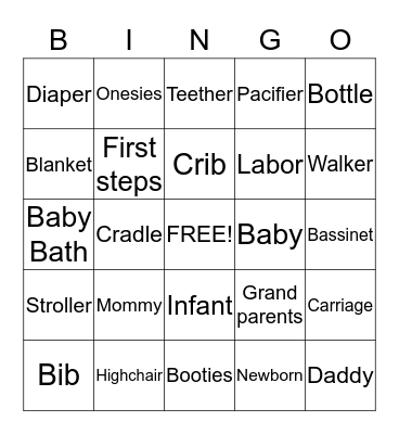 Baby Boy Bingo Card