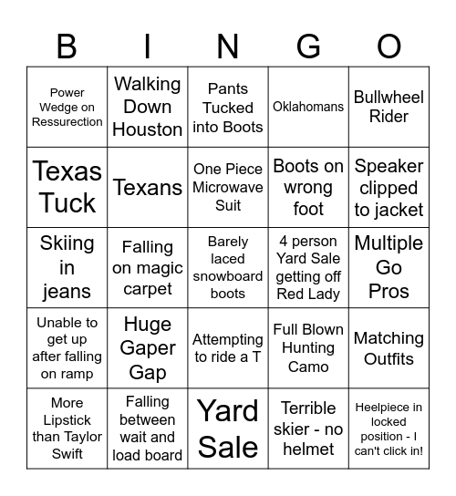 Spring Break Jerry Bingo Card