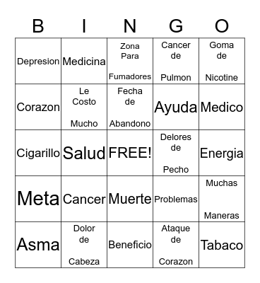 Loteria De Fumar Bingo Card