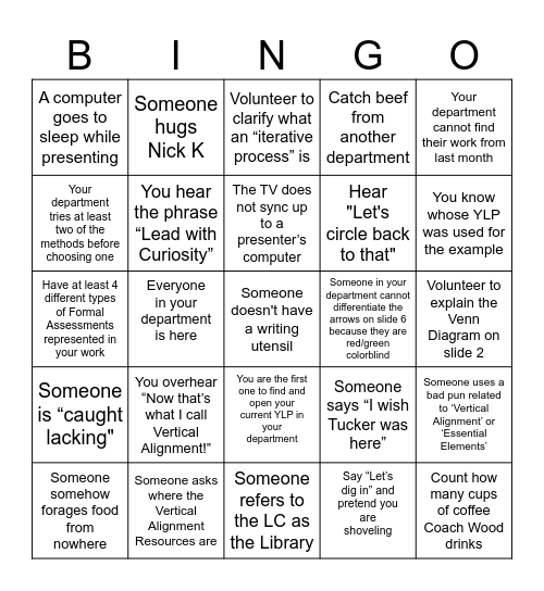 PD Challenge Bingo Card