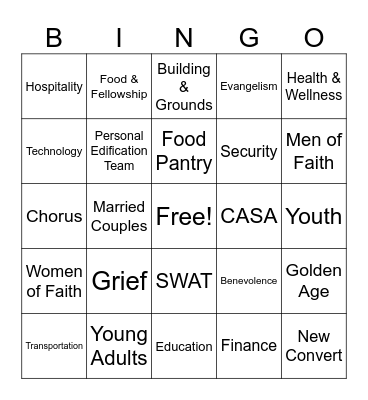 Cliff View Ministries Bingo Card