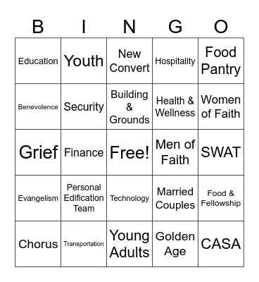 Cliff View Ministries Bingo Card