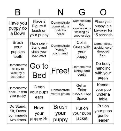 Guide Dogs for the Blind - Redondo Beach Puppy Raisers Bingo Card