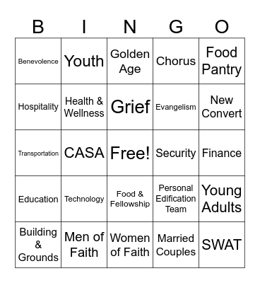 Cliff View Ministries Bingo Card