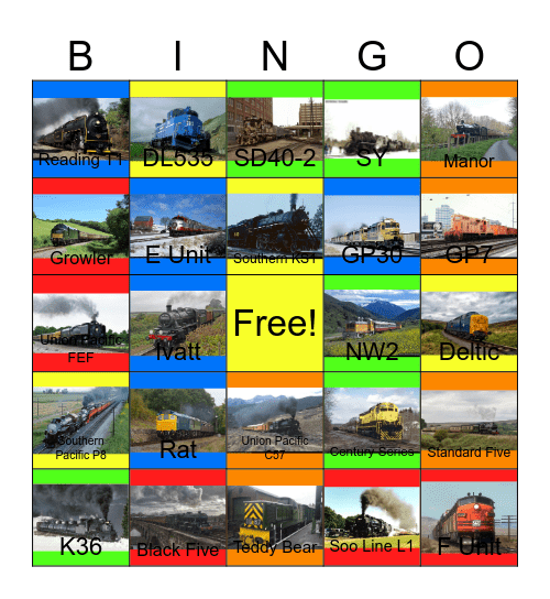 Railway Lines that I would like to work during the spring and summer besides Hy-Vee one day Bingo Card