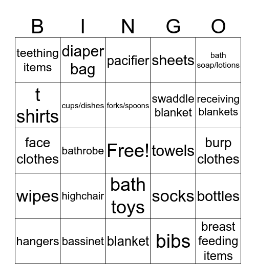 Welcome Sweet Baby Kaia Bingo Card