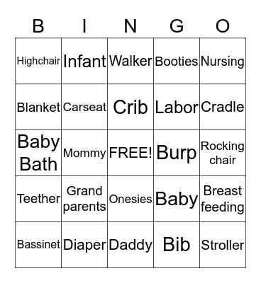 Baby Boy Bingo Card