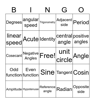 Circles Vocabulary Bingo Card